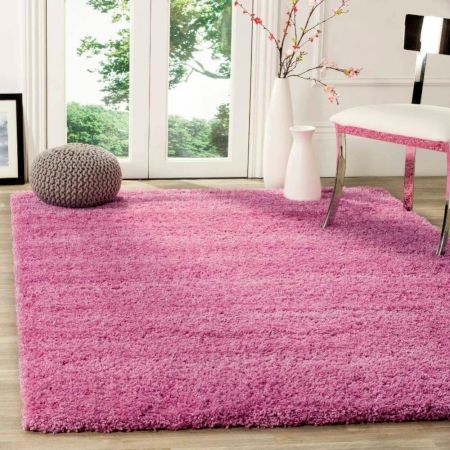 Modern Pink Plush Home Carpet